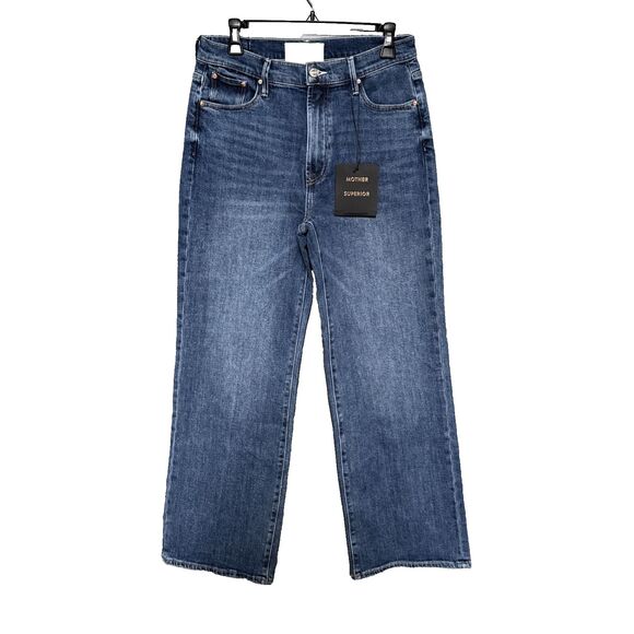 NWT Mother Superior Insider Crop Step Fray Size 30 Blue Straight Leg Jeans NEW - Picture 1 of 12